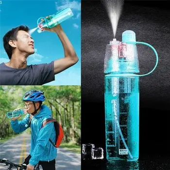 600 мл Спортивный стакан для воды с распылителем Пластиковый чайник для улицы, бутылка для охлаждающей воды, Креативный подарок, 3-х Цветная спортивная Пластиковая чашка с распылителем